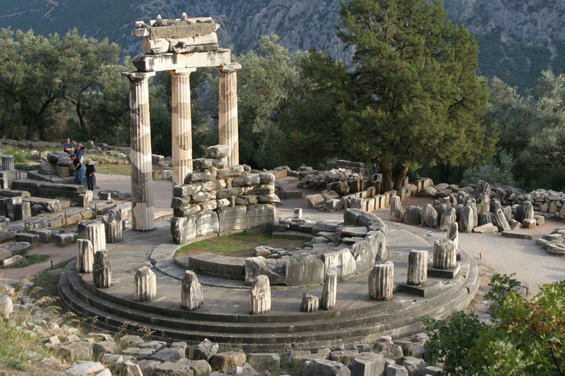 Temple in Delphi. Visiting the oracle at Delphi in Greece